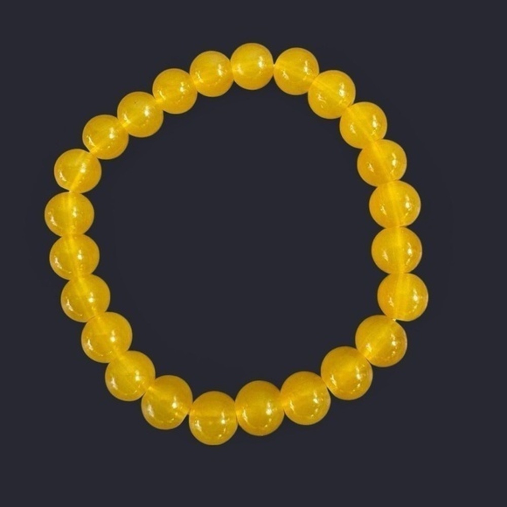 Yellow Glass Bead Bracelet 8mm